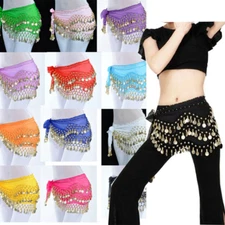 Dancer wear Belly Dance Hip Scarf Wrap Belt Dancer Skirt Costume Coins Colorful