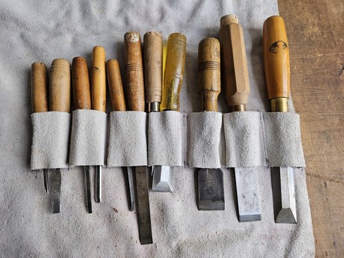 Lote de 11 trabajos vintage con borde biselado/cinceles/gubia más firmes. Rollo de mármoles/barrio y gamuza - Imagen 1 de 15