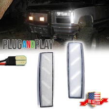 Clear White LED Front Side Marker Corner Lights For 88-93 GMC C1500 C2500 C3500