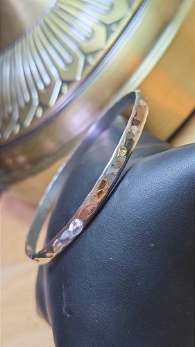 Sterling Silver Hammered Bangle Bracelet 925