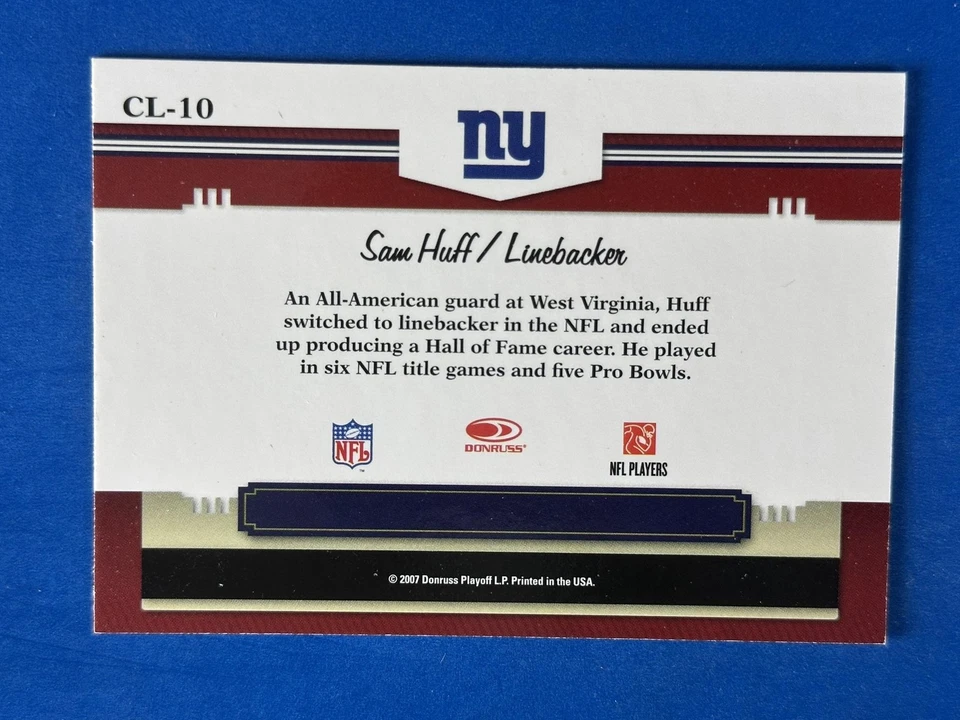 2007 Donruss Threads Century Legends Gold #CL-10 Sam Huff New York Giants - Image 2 of 2