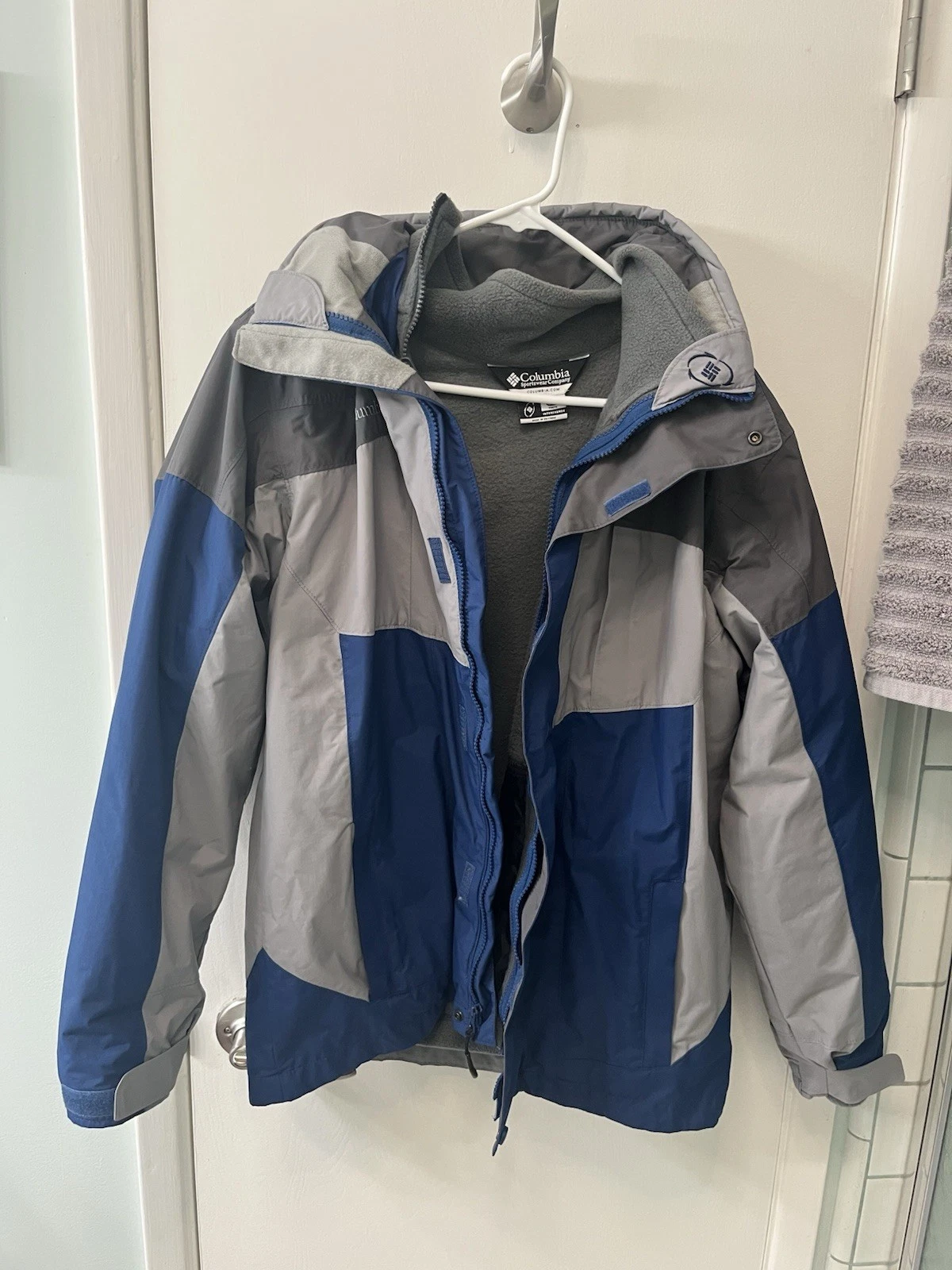 Columbia Winter Jacket Blue/Gray Waterproof Youth Boys 18/20 W/ Inside Liner