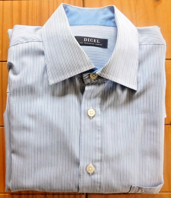 DIGEL Herren Hemd KW 39 Gr. M hellblau / blau / weiß gesteift Langarm