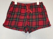 Old Navy Flannel Boxers Sleep Shorts Women's Size M Red Plaid Cozy Drawstring