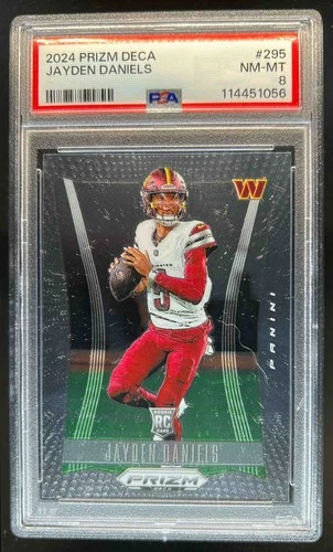 2024 Prizm Deca Jayden Daniels RC Rookie #295 Commanders PSA 8