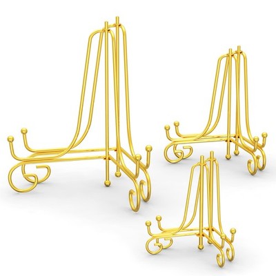 Tnnluku 6 Pack 3 Size Iron Display Stand, Gold Easel Plate Photo 