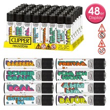 48er Display Clipper Feuerzeug Egal Spr&uuml;che Motiv Feuerzeuge Reibrad dagegen