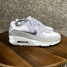 Kids Size 5Y Nike Air Max 90 LTR White Metallic Silver Violet Shoes CD6864-123