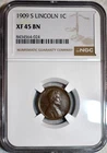 NGC XF-45 BN 1909-S Lincoln Cent, Sharply Struck, Chocolate-Brown, Key-Date!