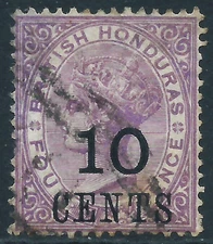 British Honduras, Sc #30, 10c on 4d, Used