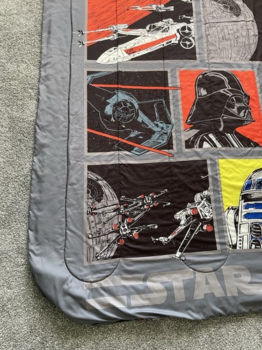 Vintage Star Wars Blanket Approx 85x70 Lucas Films Gray C3PO R2D2 Darth Vader - Picture 3 of 11