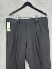 Dockers Golf Performance Pants Mens 38x34 Black Pleated Relaxed Wrinkle Free New