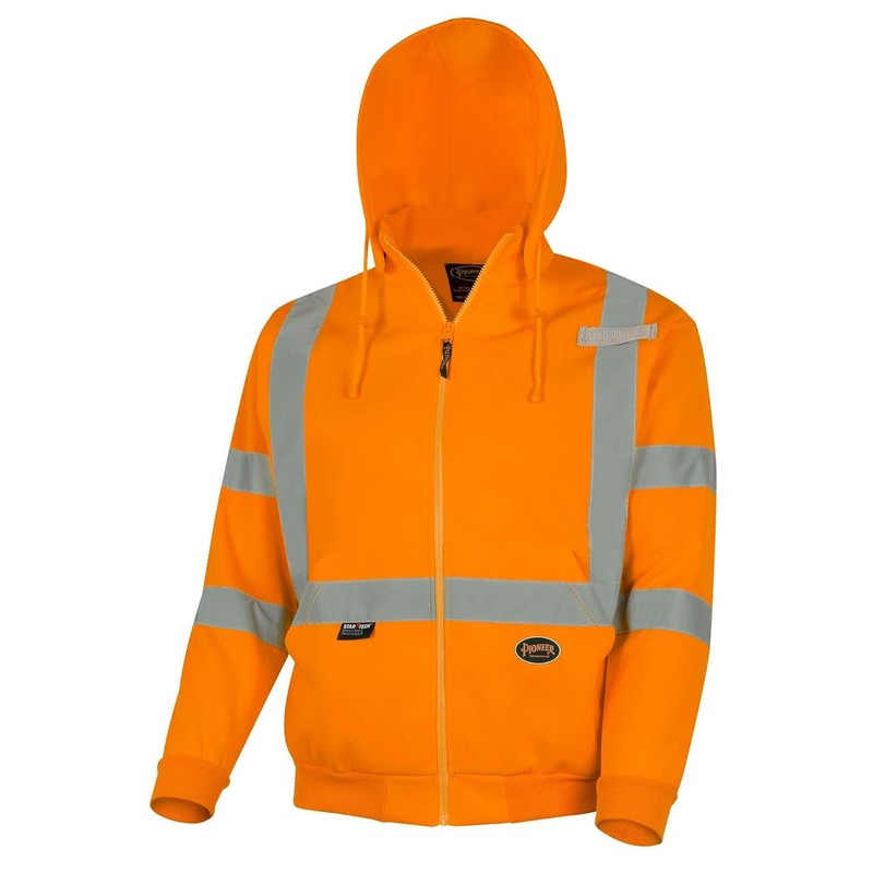 Pioneer Safety Men's High Visibility Micro Fleece Safety Hoodie Orange Size 3XL