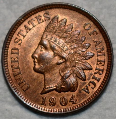 Uncirculated 1904 Indian Head Cent, Sharp specimen.