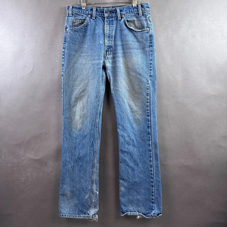 Jeans Levis 517 Vintage Hombre 32x32 Azul Años 90 Naranja Tab Bootcut Hecho en EE. UU. (Tag34x32) Foto 2 de 4
