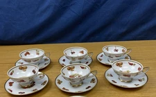 Vtg Winterling Bavaria (6 Sets) Cup/Saucers w/Fruit & Nuts Design