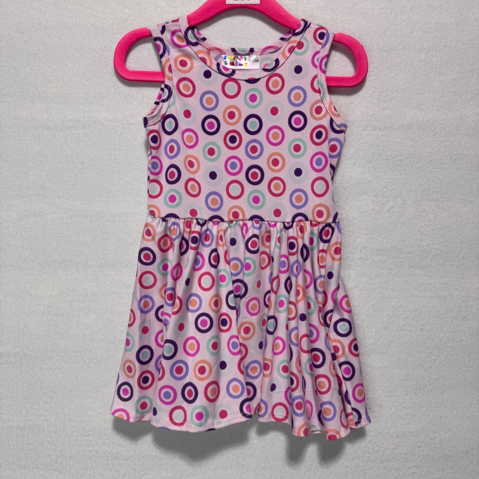 Pink Multi-Color Circle Tank Dress for Girls Size 12-24 Months NWT