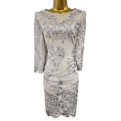 Vintage Karen Millen 12 UK Grey Oriental Floral Embroidered Mini Pencil  Dress | eBay UK