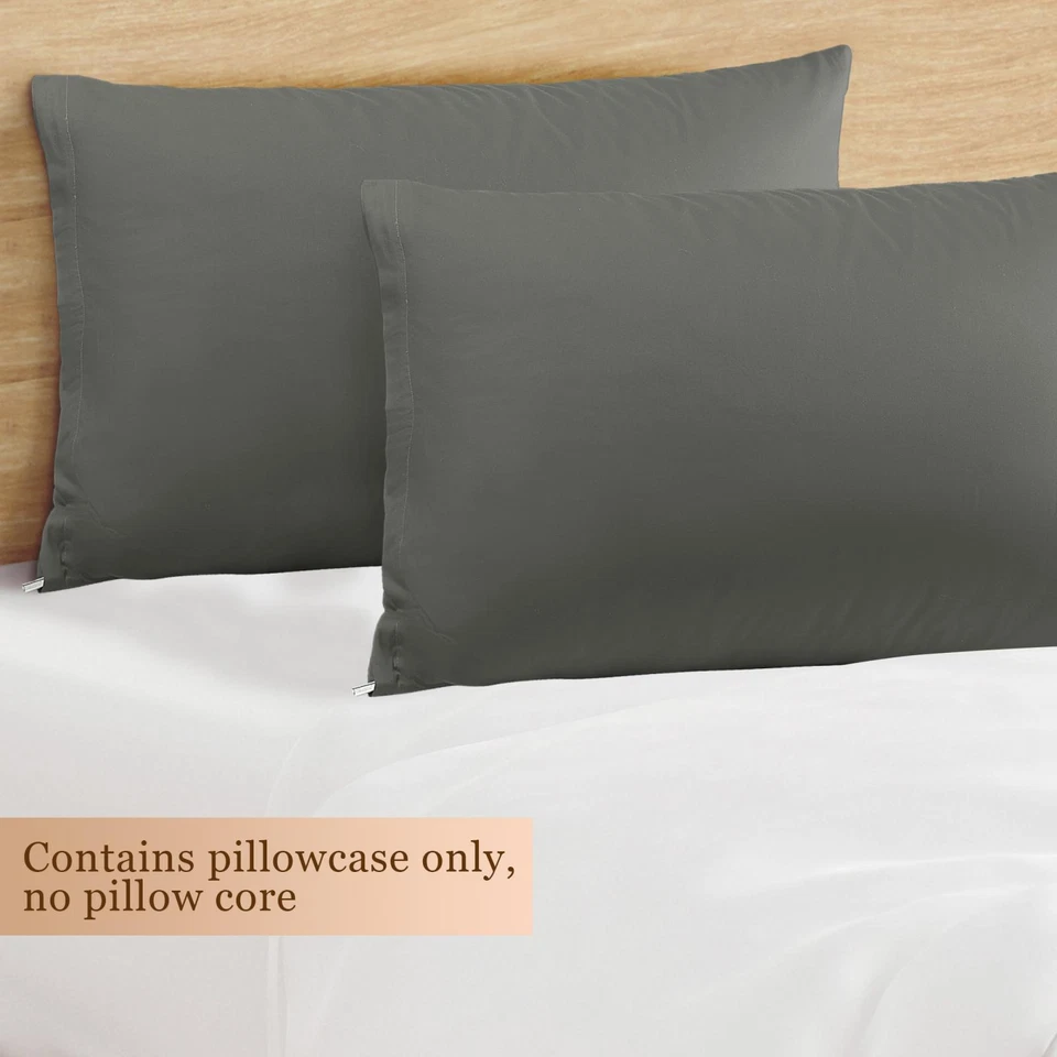 Fundas de almohada de algodón egipcio funda de almohada con cremallera oculta estándar Queen King paquete de 2 Foto 4 de 4