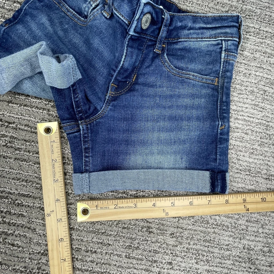 Pantalones Cortos Gap Niños Talla 6 Niñas Midi Tiro Medio Puño Azul Denim Foto 2 de 4
