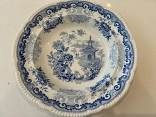Antique Blue And White  John Meir And Sons ( JMS) Bowl Chinese Temple