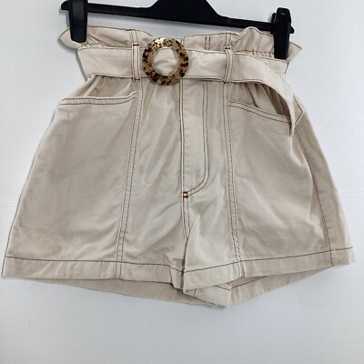 Denim Co Damen Shorts Größe 8 Beige Paperbag Gürtel Sommer Freizeit Urlaub 
