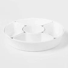 6pc Melamine 5-Section : Divided Tray, Veggie & Serving Dish, Dishwasher Safe