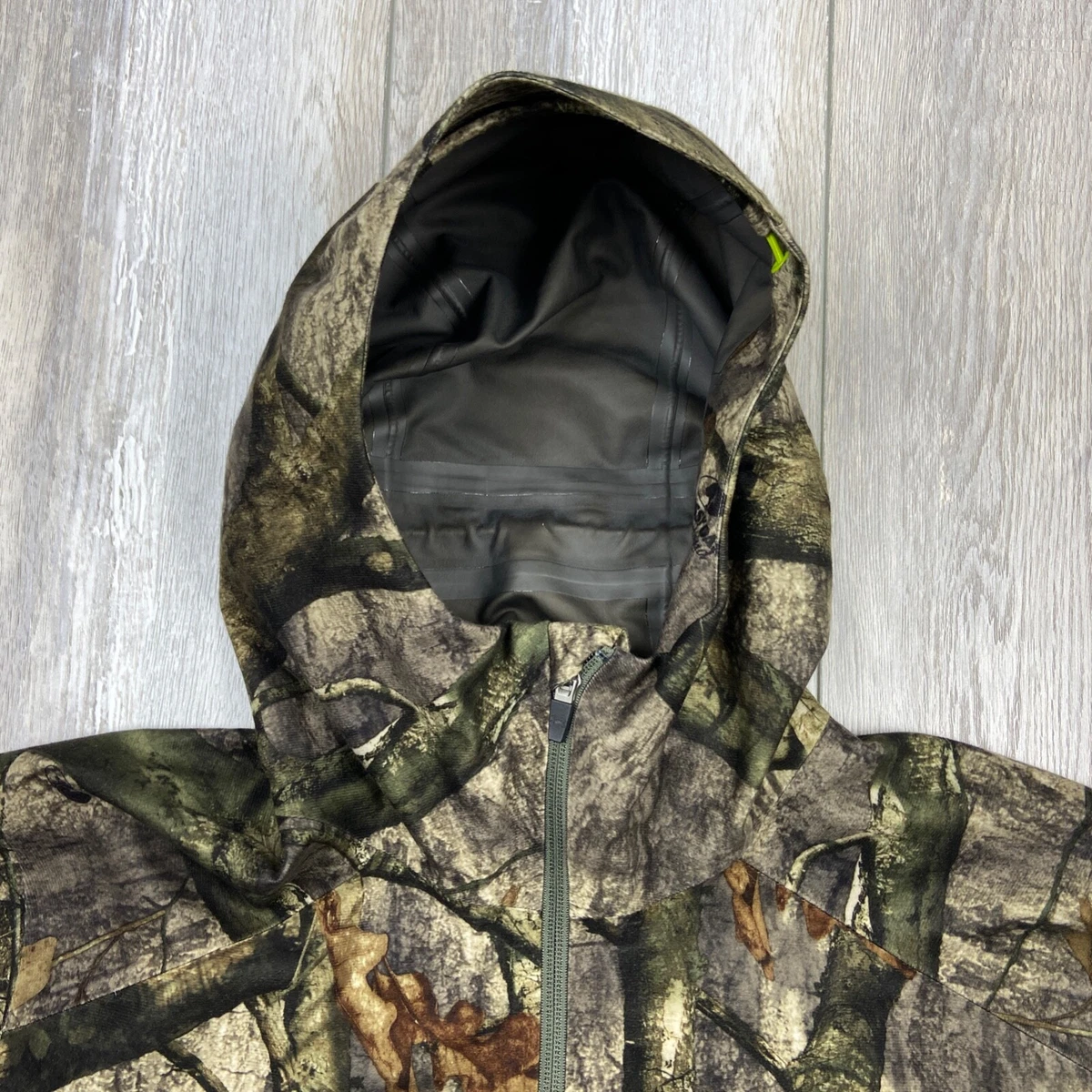 Under Armour Rain Jacket Mens XL Green Brown Camo Gore Tex Mossy Oak Treestand