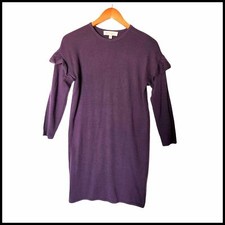 Philosophy Cashmere Blend Purple Sweater Dress XS Ruffle Sleeve