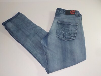 Ecko Unltd Jeans Mens Blue Athletic Hip Hop Denim Embossed Pocket Size 32