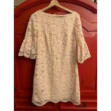 NWOT Vince Camuto Size 6 Women's  Lace Overlay Bell Sleeves Blush Party Dress