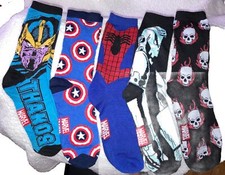 Disney/Marvel Men s Superhero/Villain 5 Pack Socks Lot. New Stocking Stuffers