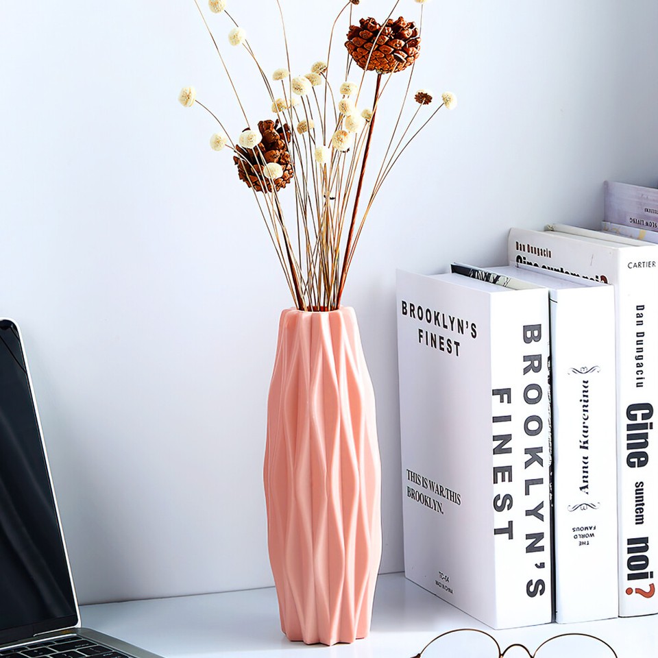 Decorative Floral Vase Blush Coloured Ornaments Pink Artificial Flowers