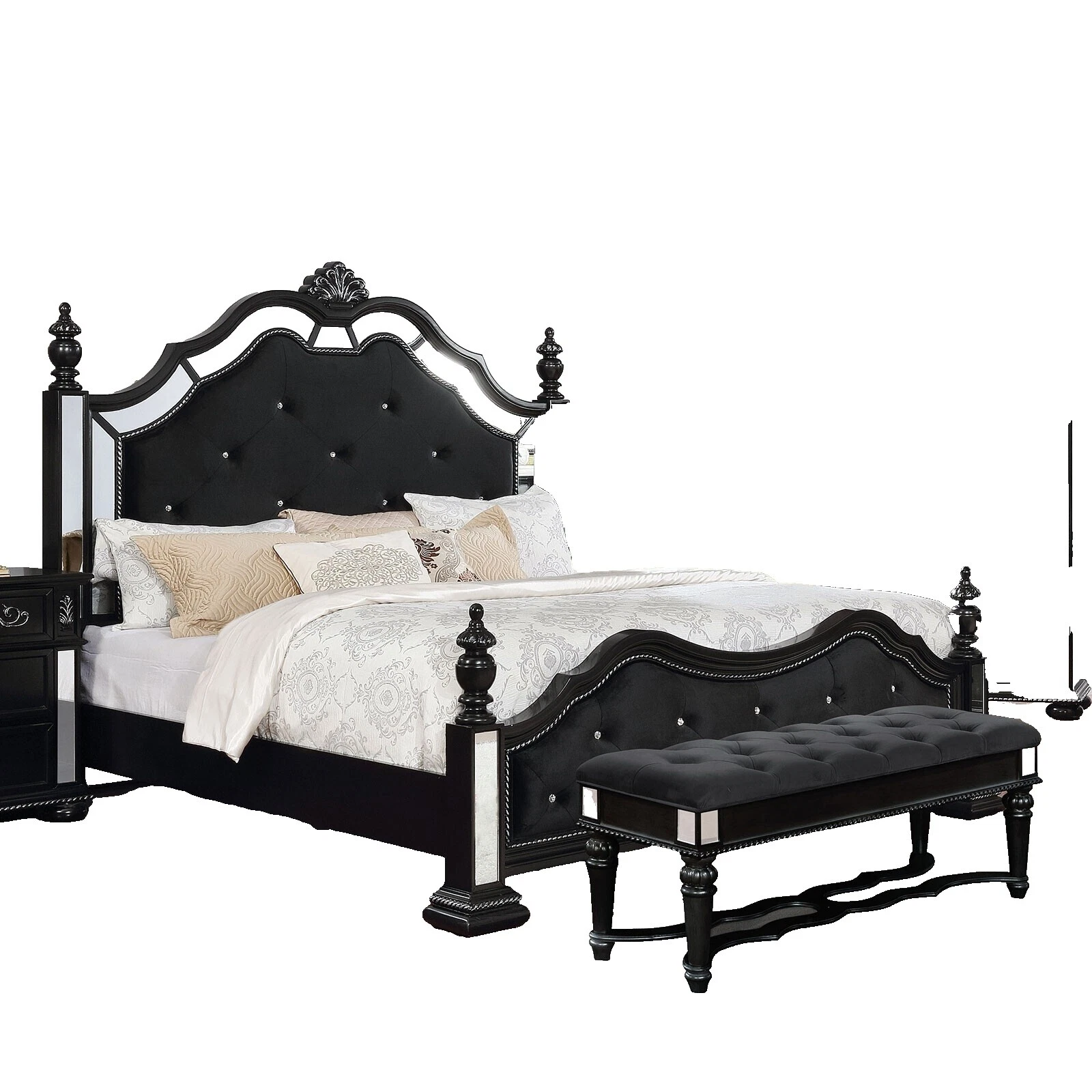 Negro Juegos de Muebles de Dormitorio de madera maciza tradicional