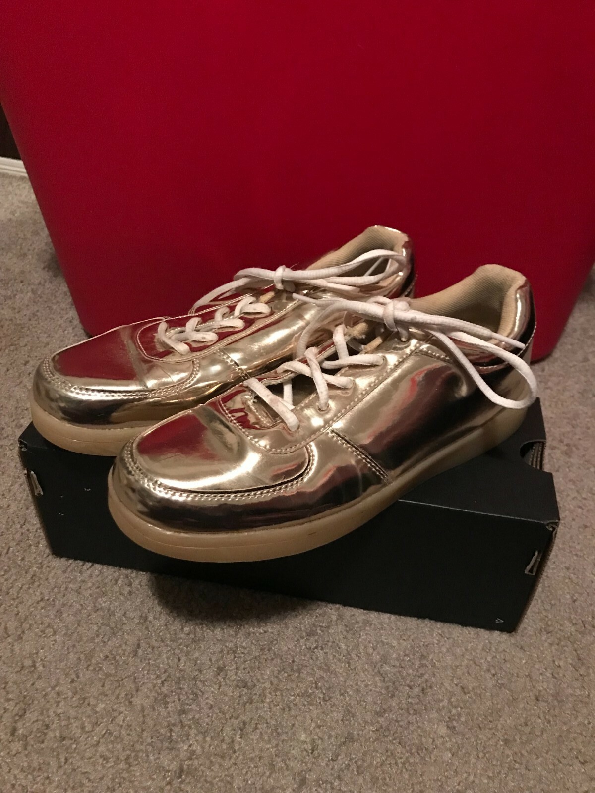 PANTOFOLA D’ORO Sneakers unisex uomo 8 con lacci bianchi suola led cromato oro: LEGGERE DESCRIZIONE