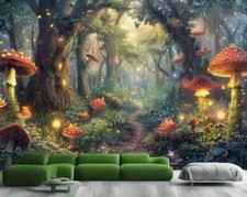 Luminous Mushrooms Mystic Forest Wallpaper Mu...