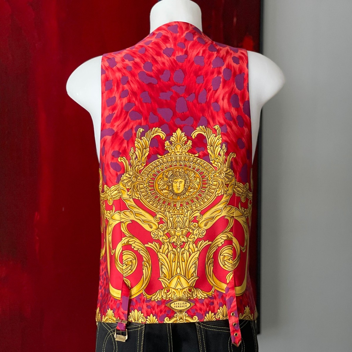 GIANNI VERSACE wool vest Wild Gold pattern size IT 50 from F/W
