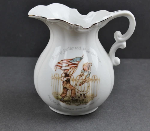 Vintage Holly Hobbie Patriotic Porcelain Pitcher