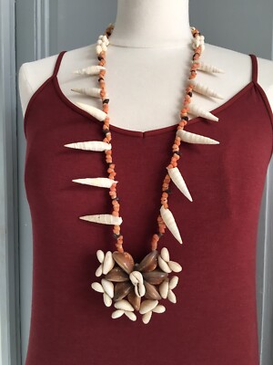 Vintage nacre blanc collier coquillage naturel court tour de