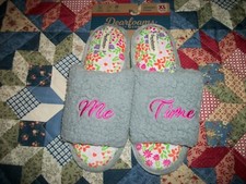 Dearfoams Women's Size XL 11-12 Gray Sherpa Me Time Open Toe Slide Slippers