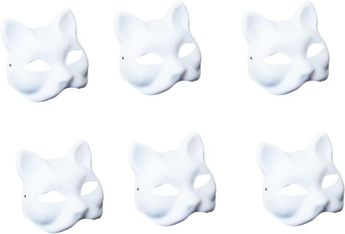 Cat Masks Fox Masks Therian Masks,White Paper Blank Face Mask,Handicraft Mask - Picture 22 of 33