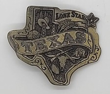 Vintage State of Texas Brass Belt Buckle