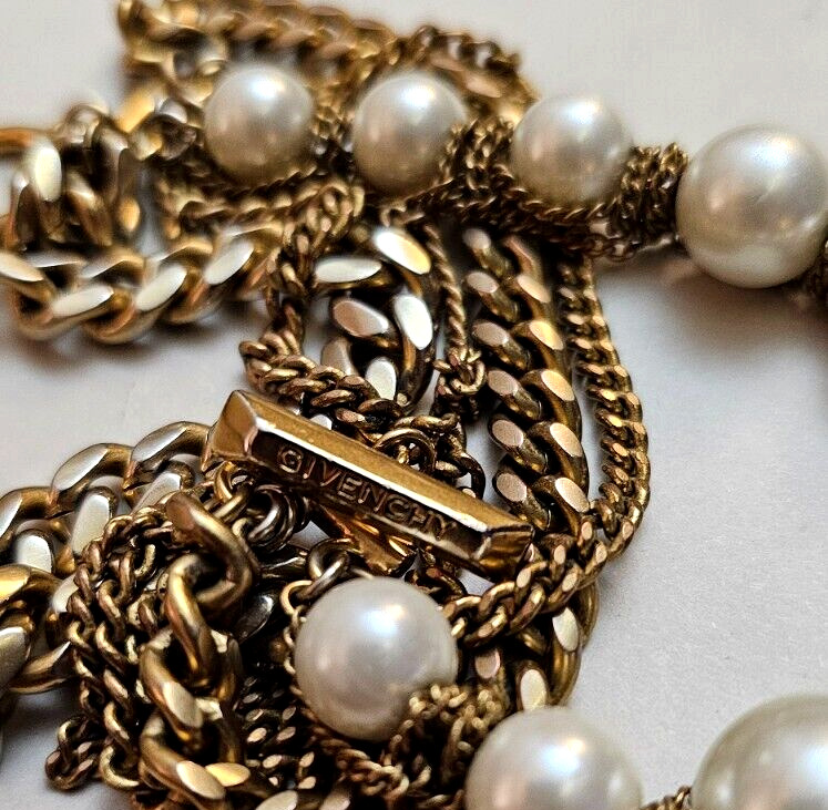 Vintage Givenchy Nautical Pearl/chain bracelet   … - image 4