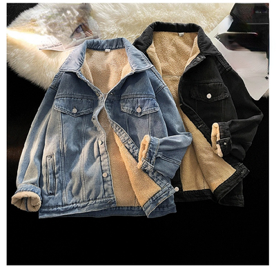 Uomo Pile Foderato Jeans Cappotto Giacca Outdoor Invernale Termico