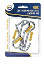 LARGE SCREW IN HOOKS HEAVY DUTY STEEL Wall Hanger DID Hooks & Anchor Set 8Pcs UK