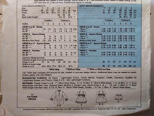 APRON & TRANSFER ONLY Raggedy Ann Andy Girls 1 McCalls 5650 Sewing Pattern VTG - Picture 7 of 9