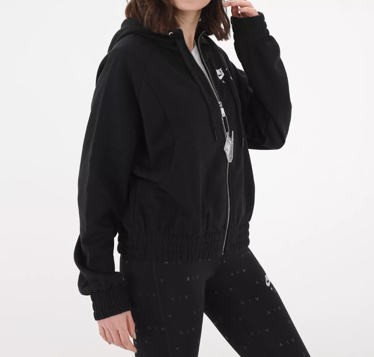 Nike Air Women s Black White Full Zip Fleece Hoodie DM1771 010 Sizes 1X 2X 3X