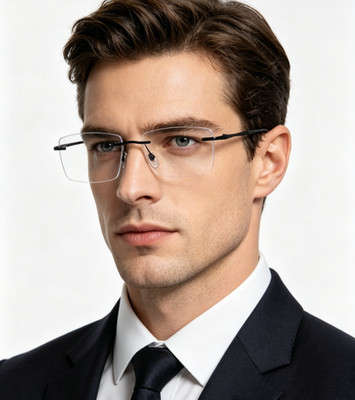 Titanium Rimless Ultralight Black Eyeglasses Frames  For Men Women 55 16-145mm