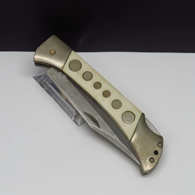 Vintage PIROL Taschenmesser 420 Stahl mit Lederhülle Klappmesser Sammlermesser - Bild 1 von 4