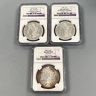 3 NGC UNC DETAILS US Morgan Silver $1's 1879-O,1880,1882-S L24706